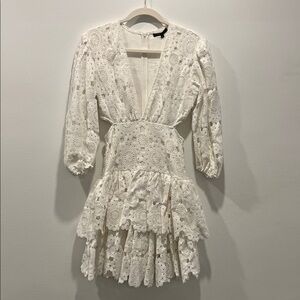 Maje Ivory Lace Long Sleeve Dress